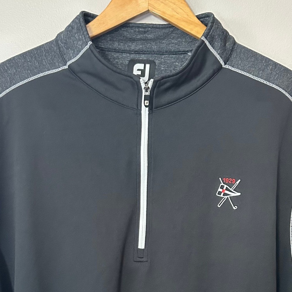 FootJoy 1/4 Zip Pullover Mens 2XL Black Gray Colorblock Golf Performance